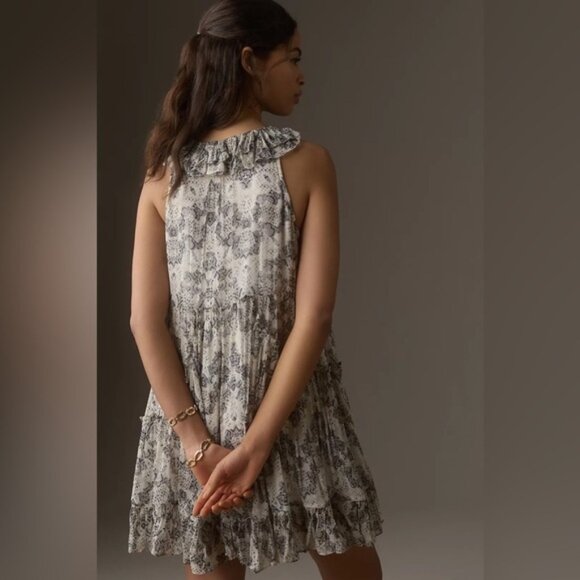 NWT XLP By Anthropologie Sleeveless VNeck Ruffle Mini Dress - Picture 3 of 16
